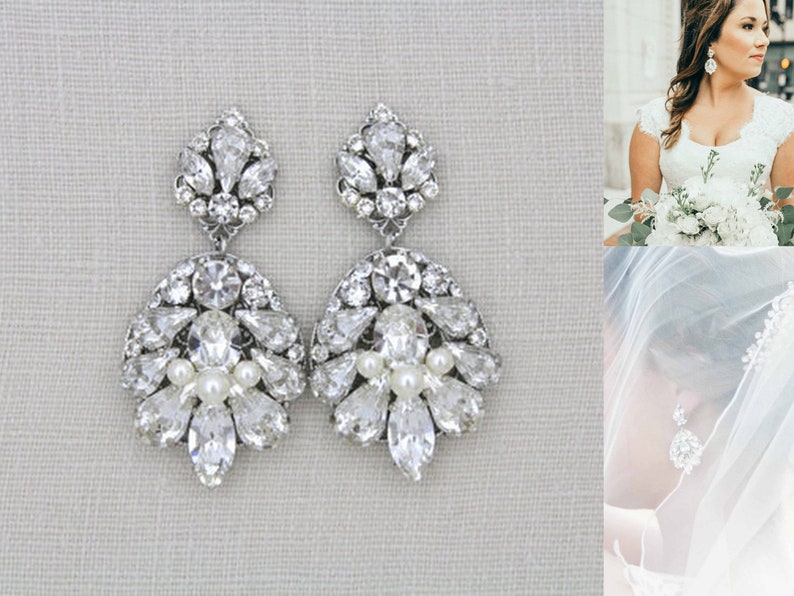 Crystal Bridal Earrings Chandelier Wedding Earrings Etsy