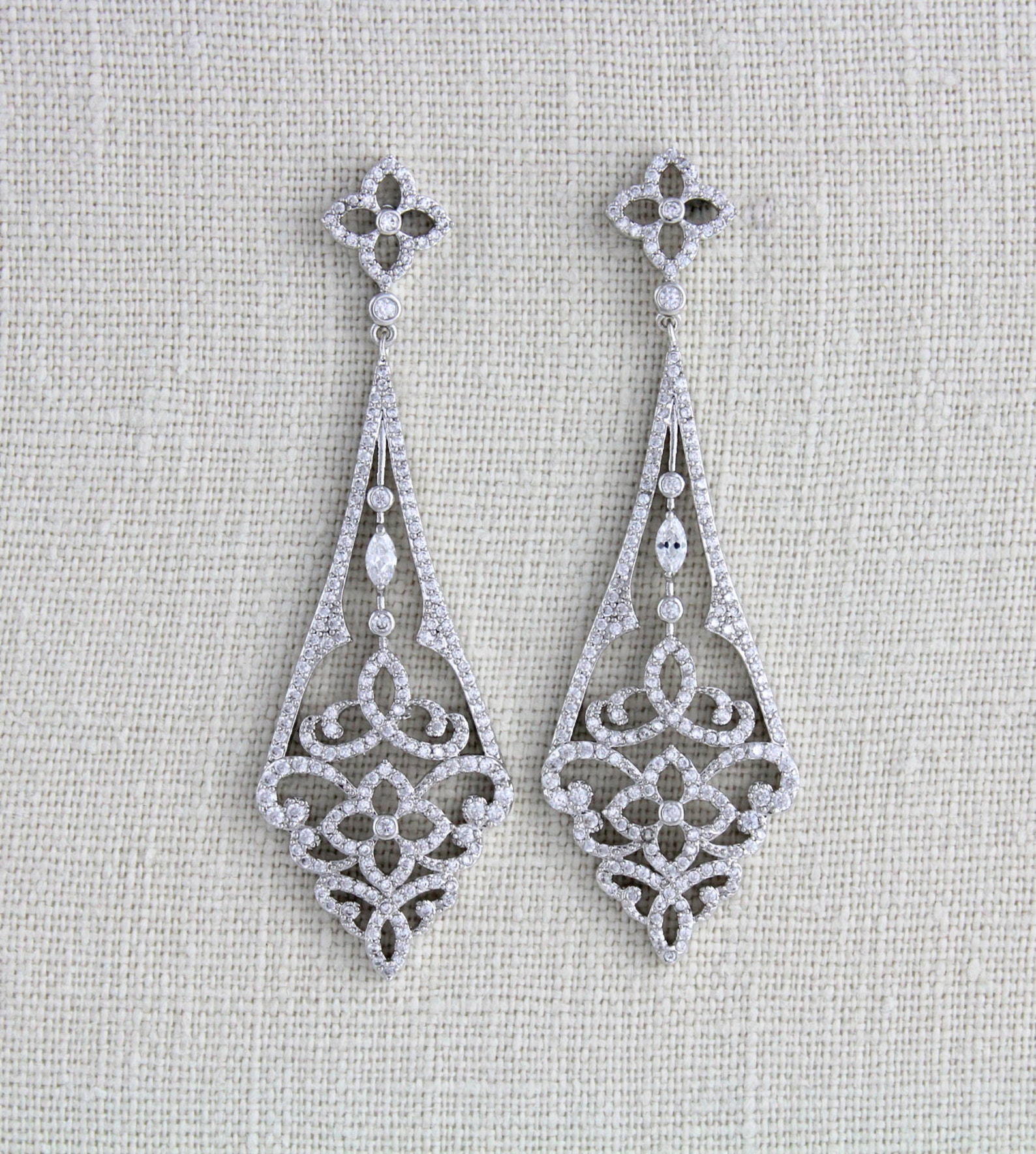 Rose Gold Earrings Bridal Earrings Bridal Jewelry Rose Gold Etsy