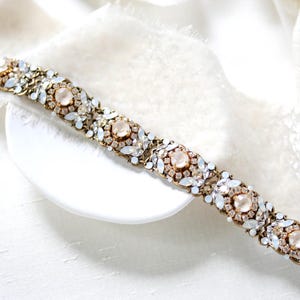 Crystal Bridal bracelet, Bridal jewelry, Ivory cream white opal Wedding bracelet, Vintage style bracelet, Antique gold Wedding jewelry