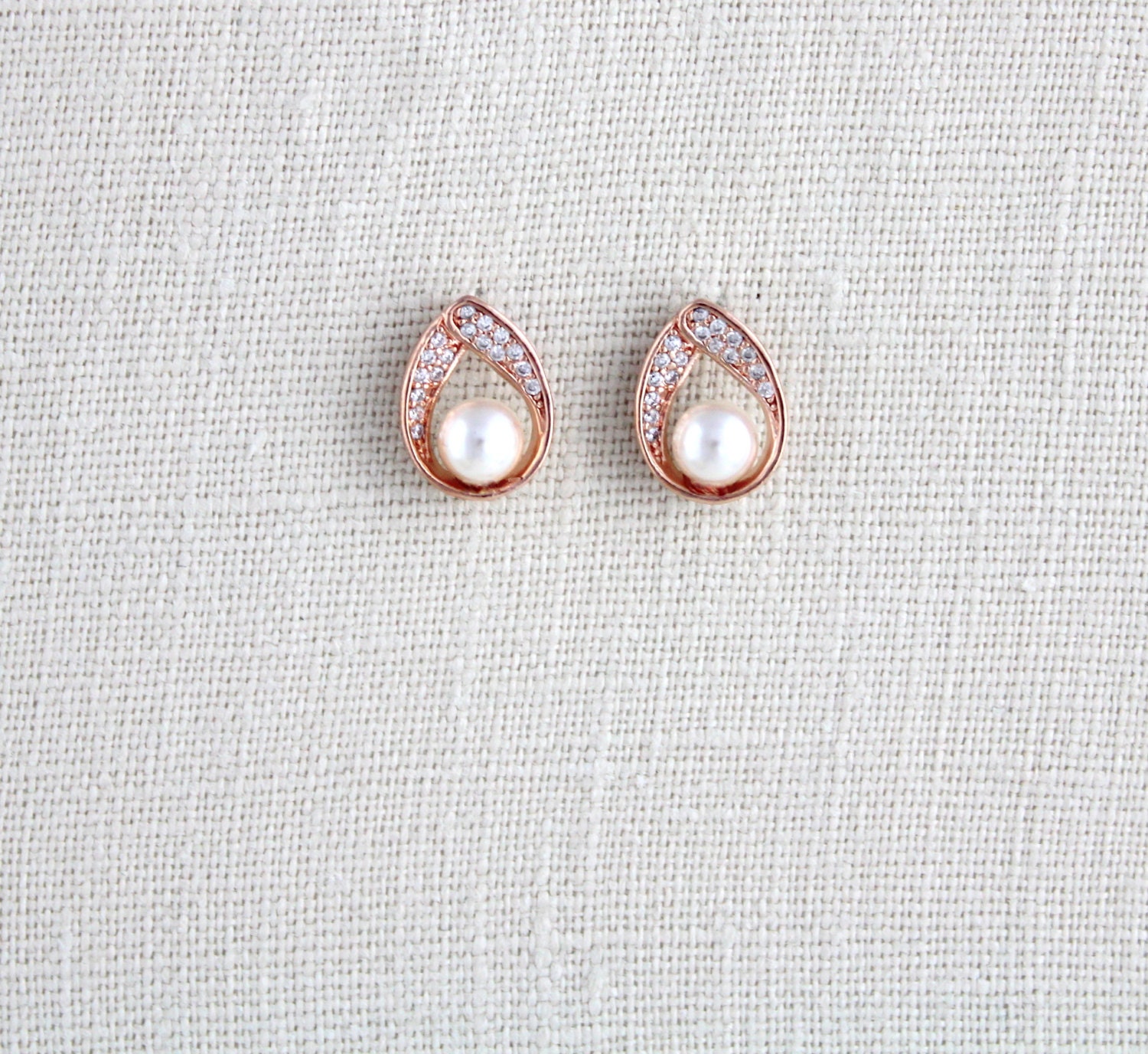 Rose Gold Bridal earrings Rose Gold Bridesmaid earrings Etsy