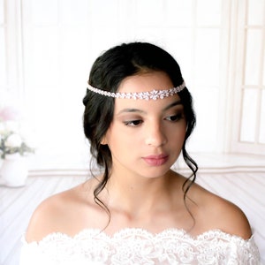 Crystal Bridal Headband: Cubic Zirconia Wedding Forehead  display picture 3