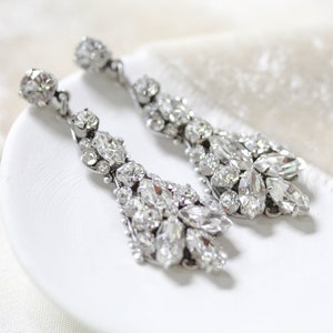 Crystal Bridal earrings, Bridal jewelry, Vintage style Wedding earrings, Chandelier dangle earrings, Wedding jewelry