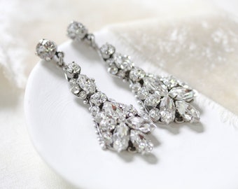 Crystal Bridal earrings, Bridal jewelry, Vintage style Wedding earrings, Chandelier dangle earrings, Wedding jewelry