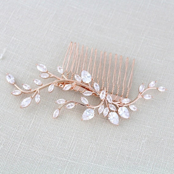Rose Gold Bridal Hair Comb Bridal Hair Accessories Wedding  display picture 2