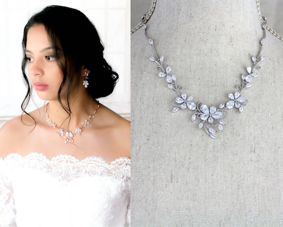 Solitaire Necklace | Sterling Silver Crystal | Two Be Wed Jewelry