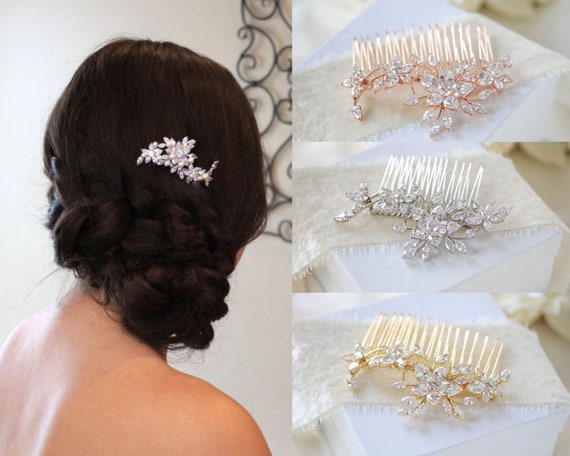 Rose Gold Bridal Hair Comb Crystal Leaf Floral Hair Comb Rose - Etsy Rose Gold Bridal Hair Comb Crystal Leaf Floral Hair Comb Rose - Etsy