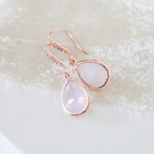 Rose gold earrings with ice pink gemstone