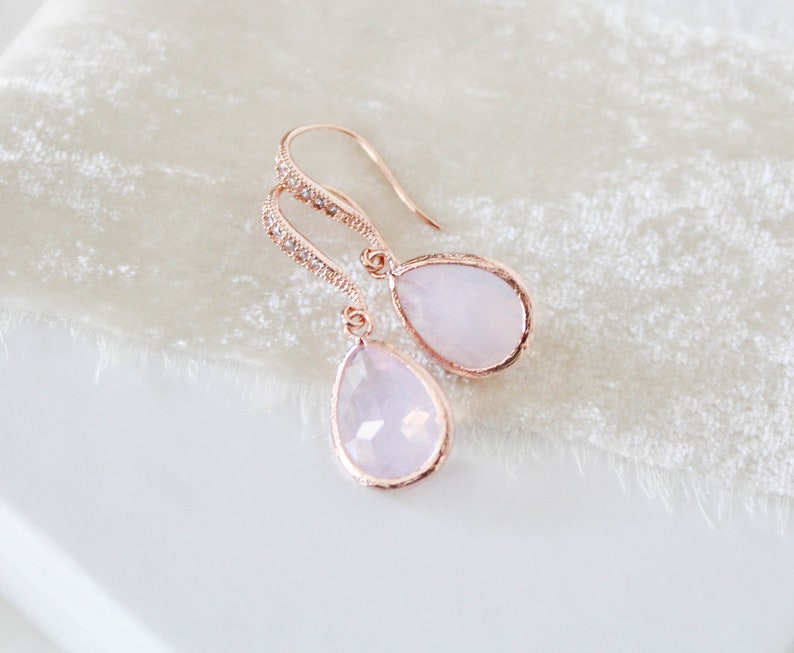 Rose gold earrings with ice pink gemstone