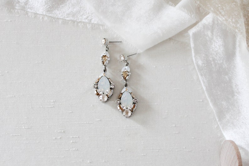 Vintage Style Bridal Earrings Long Crystal Wedding Earrings Etsy