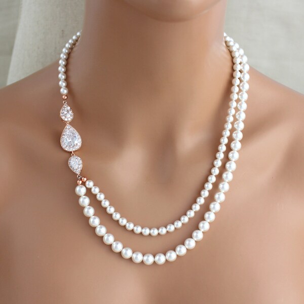 Magnifique collier de luxe en perles pour mariage bal