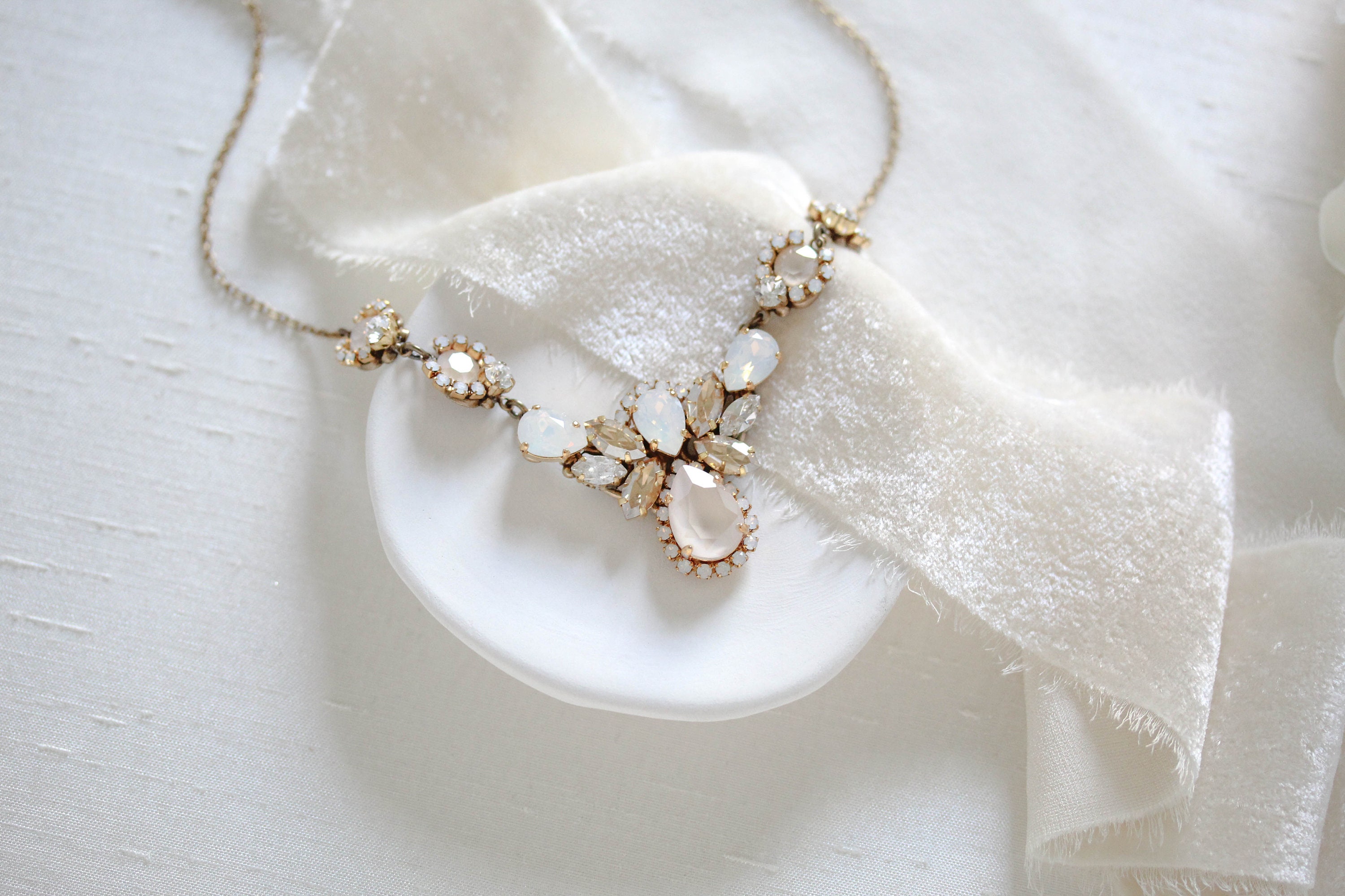 Gold Bridal necklace Crystal Wedding necklace Bridal | Etsy