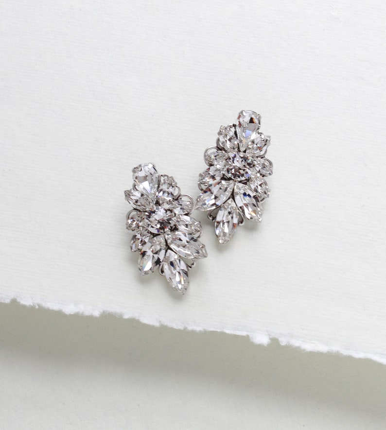 Crystal Bridal earrings, Bridal jewelry, Vintage style Wedding earrings, Crystal Statement earrings, Chandelier earrings, Wedding jewelry image 9