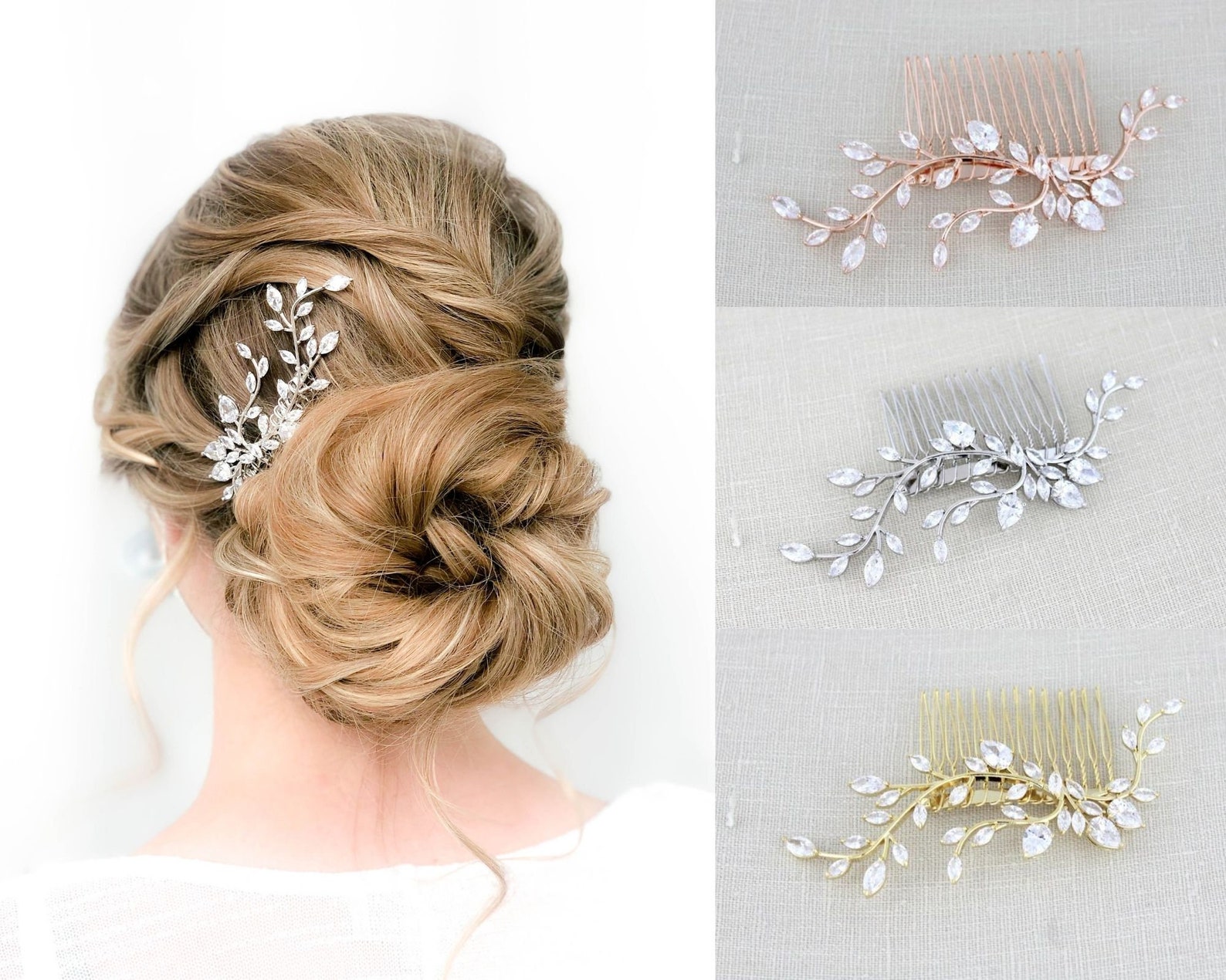 Rose Gold bridal hair comb Bridal hair accessories Wedding | Etsy