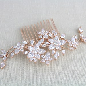 Rose Gold hair comb Bridal hair comb Rose gold headpiece Crystal hair comb Crystal hair comb Wedding headpiece Hair accessories LILY image 1