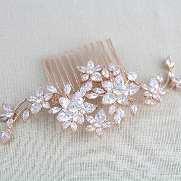 Rose Gold hair comb Bridal hair comb Rose gold headpiece Crystal hair comb Crystal hair comb Wedding headpiece Hair accessories LILY