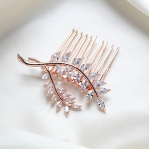 Rose gold hair comb, Bridal hair comb, Wedding hair accessory, Rose gold leaf hair comb, Small Bridal hair piece, Wedding hair piece APRILLE