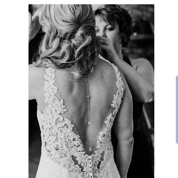 Bridal Backdrop Necklace for Wedding, Necklace and Earrings for