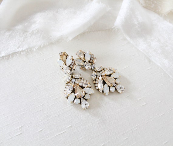 Crystal Bridal Earrings Chandelier Wedding Earrings Bridal - Etsy