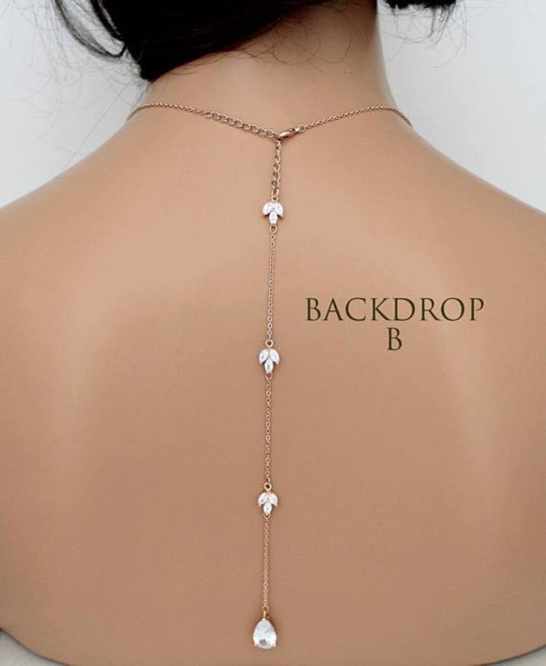 Buy Silver Wedding Back Necklace With Crystal Pendant Bridal Back Jewelry  Online in India - Etsy