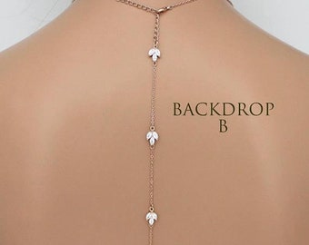 Bridal backdrop Back drop addition Add a backdrop Back necklace Back jewelry Rose gold backdrop Long backdrop Simple backdrop necklace