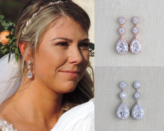 Long Crystal Chandelier Earrings | Wedding Jewelry | HH