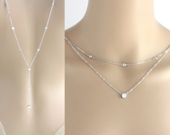 Dainty backdrop necklace Back necklace Bridal jewelry Back jewelry Wedding necklace Wedding jewelry CZ back drop necklace Rose gold