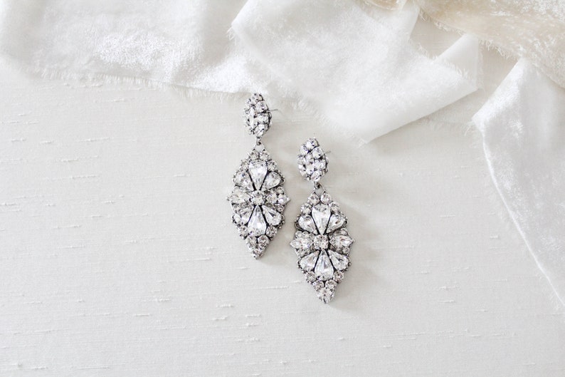 Crystal Bridal Earrings Statement Wedding Earrings Bridal - Etsy