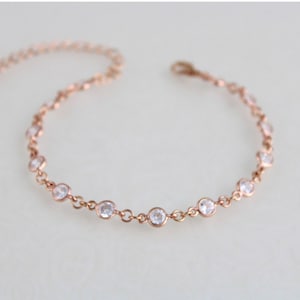 Dainty Bridal bracelet Bridal jewelry Simple Wedding bracelet CZ bracelet Bridesmaid bracelet Tennis bracelet Delicate Crystal bracelet