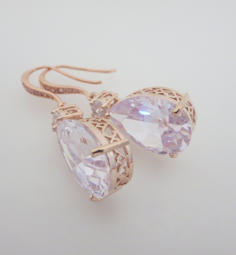 Rose Gold Wedding jewelry SET Bridal necklace and earring Set Etsy