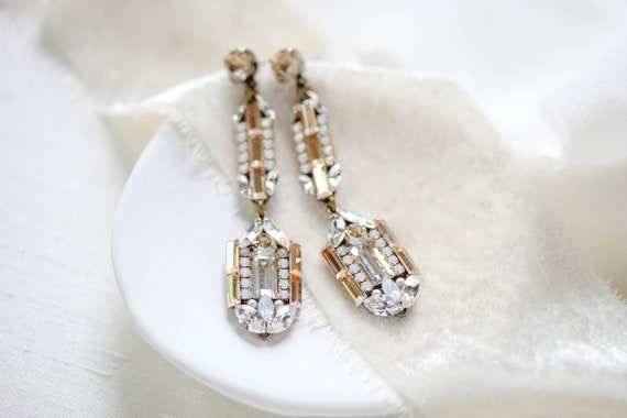Art Deco Earrings, Bridal Earrings, Crystal Drop Earrings, Silver Earr –  House of Hats