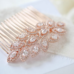 Rose Gold hair comb Rose Gold Wedding headpiece Crystal Leaf hair comb Bridal hair accessories Rose Gold hair clip hair piece SCARLETT