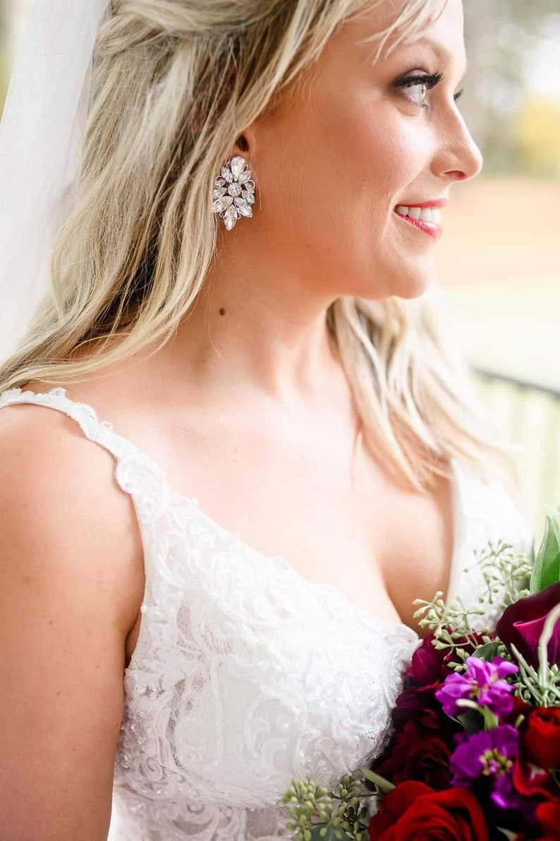 Silver Swarovski Crystal Bridal stud earrings