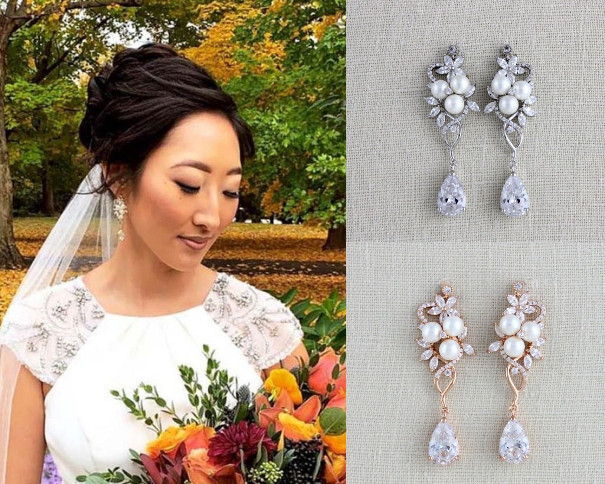 Best-Selling Cubic Zirconia Rose Gold Pear-Shaped Bridal Earrings with Clip  Back - Mariell Bridal Jewelry & Wedding Accessories