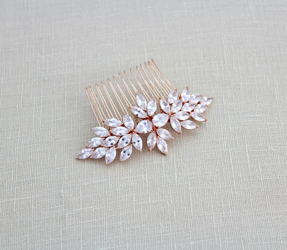 Rose Gold Hair Comb Bridal Hair Comb Wedding Hair Accessories Etsy
