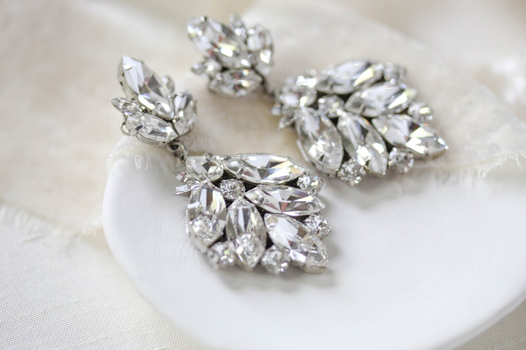 Crystal Bridal Earrings Chandelier Wedding Earrings Bridal - Etsy