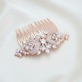 Rose Gold Bridal Hair Comb, Cubic Zirconia Headpiece, Art Deco Wedding Hair Accessories, EMMA