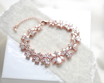 Rose Gold Braut Armband, Braut Schmuck, Armband für Hochzeit, Manschette Armband für Braut