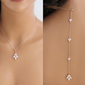 Rose gold back necklace Bridal backdrop necklace Rose gold necklace Bridal jewelry Back jewelry,Wedding necklace Wedding jewelry DIVINE