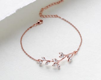 Rose Gold Armband Brautarmband Hochzeitsschmuck Brautjungfer Armband Kristallarmband Armband Strassarmband Kristallarmband