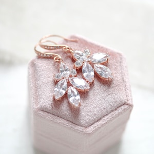 Rose gold Bridal earrings, Wedding day jewelry, Dangle earrings for Bride, Bridal jewelry, Bridesmaid earrings, Rose gold jewelry, DIVINE