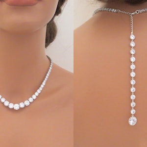 Crystal Backdrop necklace Bridal Back drop necklace Statement Wedding necklace Wedding jewelry Back necklace Rhinestone necklace