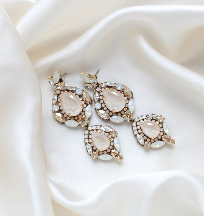 Antique gold Swarovski crystal statement earrings