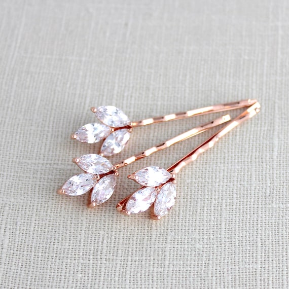 Rose Gold Hair Pins Bridal Bobby Pins Leaf Hair Pins Wedding  display picture 3