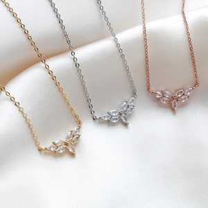 Dainty rose gold necklace, Rose gold Bridal necklace, Delicate Bridal jewelry, Minimalist necklace, Gold filled necklace Wedding day jewelry
