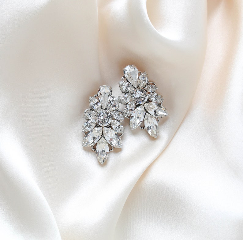 Crystal Bridal earrings, Bridal jewelry, Vintage style Wedding earrings, Crystal Statement earrings, Chandelier earrings, Wedding jewelry image 10