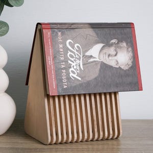 Wooden Book Stand & Bookmark | Reading Organizer | Plywood Book House Natural color