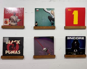 Handmade Wooden Vinyl Record Holder – Minimalist Floating Wall Shelf for LP Storage & Display, Music Lover’s Gift Home Decor Accent