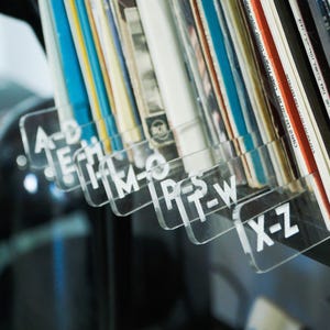 Divisores de LP de acrílico para discos de vinil, separadores de discos alfabéticos de A a Z, organizadores minimalistas para coleção de discos