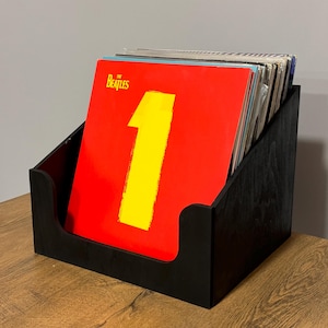 Modern Vinyl Record Stand 33x30x28 cm (13x11.8x11 inches), Birch Plywood Record Holder, LP Storage Shelf, Organizer, Custom Colors, Black