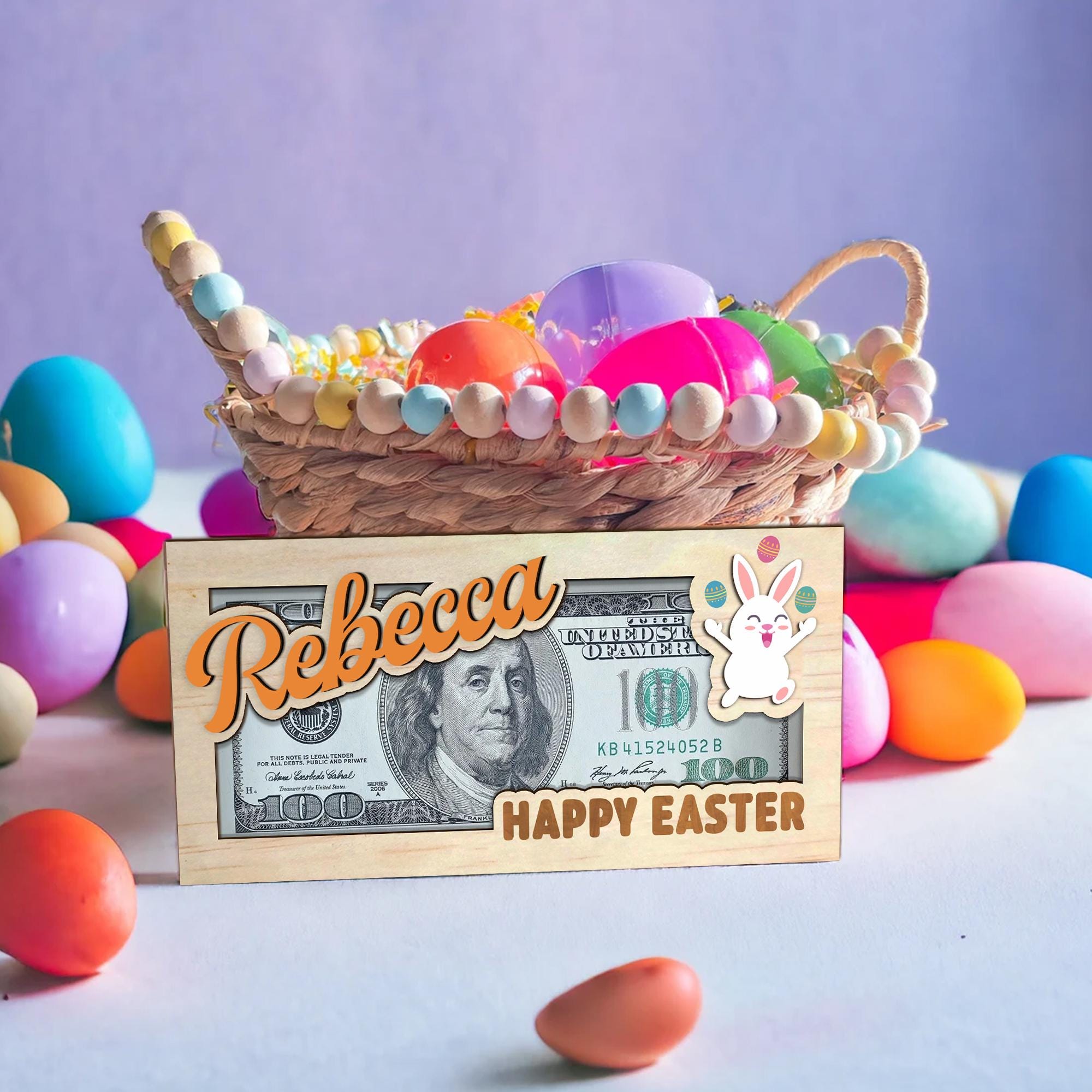 Personalized Easter Money Holder, Bunny Design